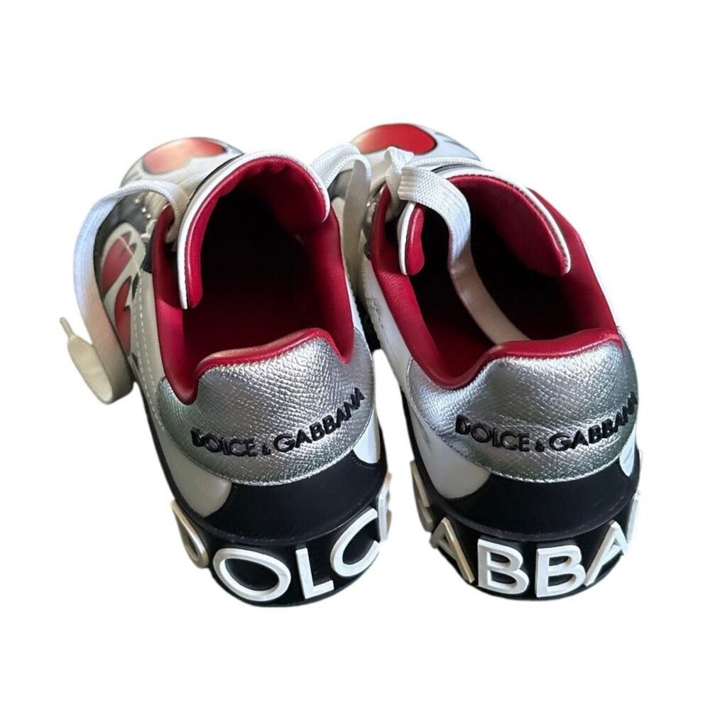 Dolce & Gabbana Portofino Love Heart Graffiti Print Leather Sneaker EU 39 - Picture 4 of 8